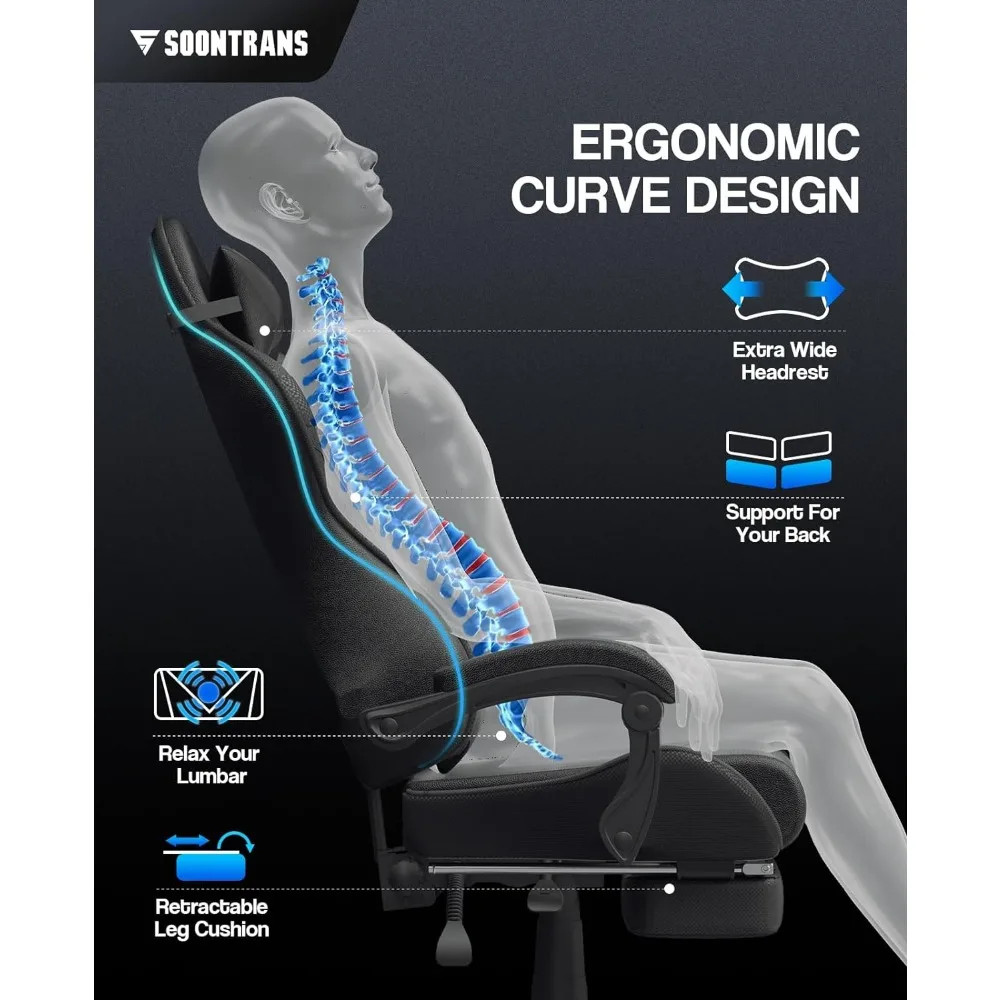 Ergonomic curve design with back support graphic